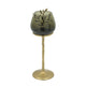 Keanu Large Candle Holder | Gold Capri Leaf Brass | Green Glass 16"