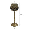 Keanu Large Candle Holder | Gold Capri Leaf Brass | Green Glass 16"