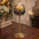 Keanu Large Candle Holder | Gold Capri Leaf Brass | Green Glass 16"