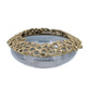 Brian Decorative Bowl w Gold Aluminum Sculpted Lid | Black Glass 12"