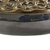 Brian Decorative Bowl w Gold Aluminum Sculpted Lid | Black Glass 12"