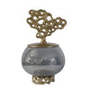 Marcy Decor Jar | Perforated Design Gold Aluminum Lid | Black Glass | 12"