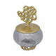 Marcy Decor Jar | Perforated Design Gold Aluminum Lid | Black Glass | 12"