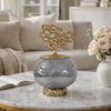 Marcy Decor Jar | Perforated Design Gold Aluminum Lid | Black Glass | 12"