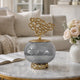 Marcy Decor Jar | Perforated Design Gold Aluminum Lid | Black Glass | 12"