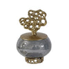 Marcy Decor Jar | Perforated Design Gold Aluminum Lid | Black Glass | 10"