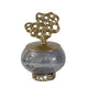 Marcy Decor Jar | Perforated Design Gold Aluminum Lid | Black Glass | 10"
