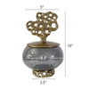 Marcy Decor Jar | Perforated Design Gold Aluminum Lid | Black Glass | 10"