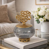 Marcy Decor Jar | Perforated Design Gold Aluminum Lid | Black Glass | 10"