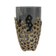 Brian Decorative Vase w Naturalist Gold Aluminum Frame | Black Glass 11"