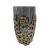 Brian Decorative Vase w Naturalist Gold Aluminum Frame | Black Glass 11"