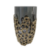 Brian Decorative Vase w Naturalist Gold Aluminum Frame | Black Glass 11"
