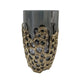 Brian Decorative Vase w Naturalist Gold Aluminum Frame | Black Glass 11"