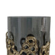 Brian Decorative Vase w Naturalist Gold Aluminum Frame | Black Glass 11"