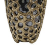 Brian Decorative Vase w Naturalist Gold Aluminum Frame | Black Glass 11"
