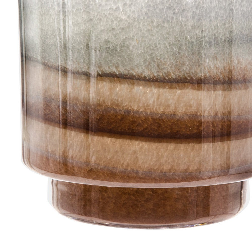 Ibiza Handcrafted Decorative Vase | Wood | Layered Brown-Gray Glass 9"