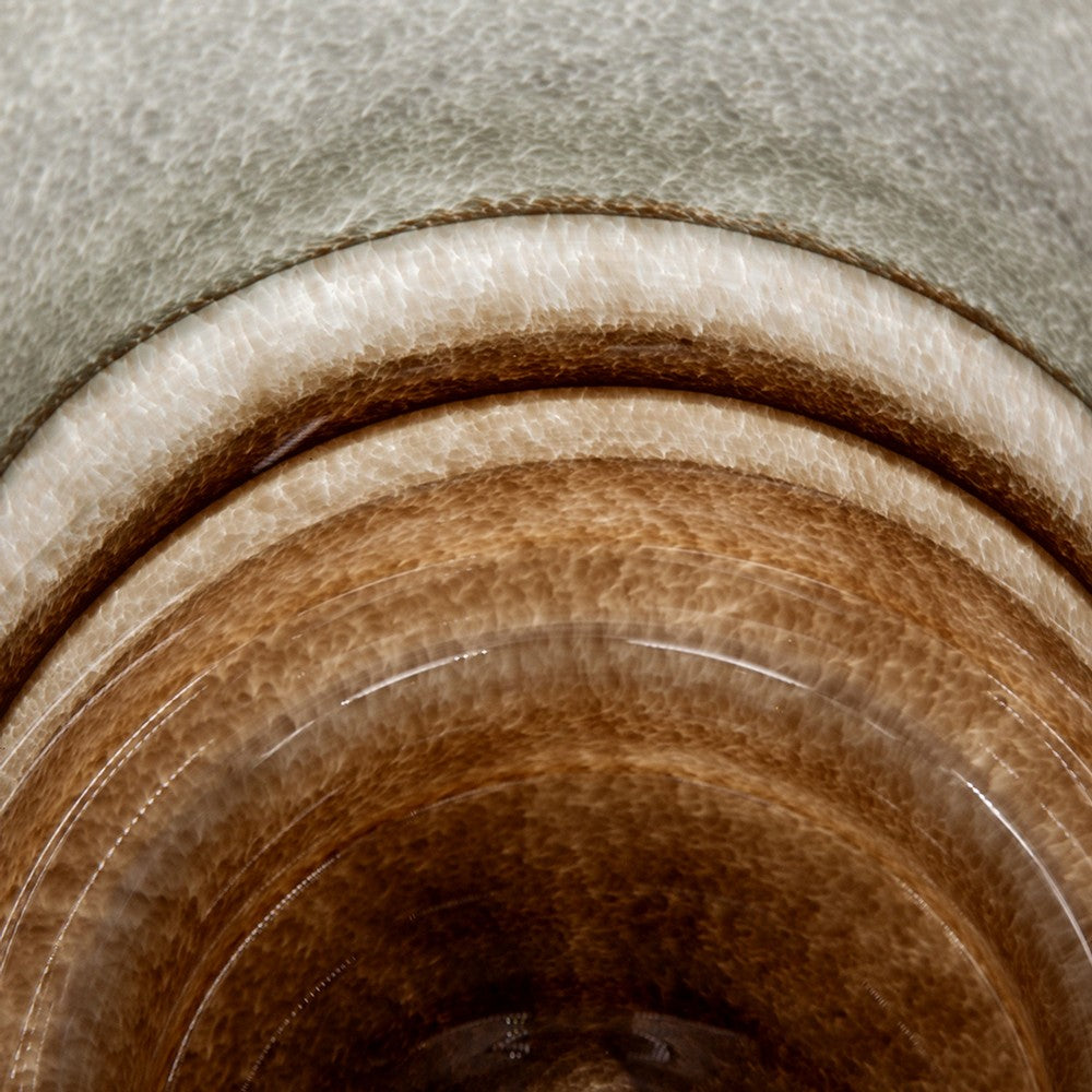 Ibiza Handcrafted Decorative Vase | Wood | Layered Brown-Gray Glass 9"
