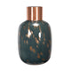 Celina Round Vase | Copper Fleck Details | Iron Neck Blue Glass | 17"