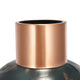 Celina Round Vase | Copper Fleck Details | Iron Neck Blue Glass | 17"