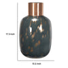 Celina Round Vase | Copper Fleck Details | Iron Neck Blue Glass | 17"