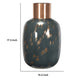 Celina Round Vase | Copper Fleck Details | Iron Neck Blue Glass | 17"