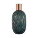 Celina Round Vase w Copper Fleck Details Blue Glass | Iron Neck | 20"