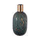 Celina Round Vase w Copper Fleck Details Blue Glass | Iron Neck | 20"