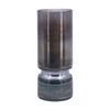 Jane Large Decorative Vase | Steel Base | Layered Blue-Black Glass 13"