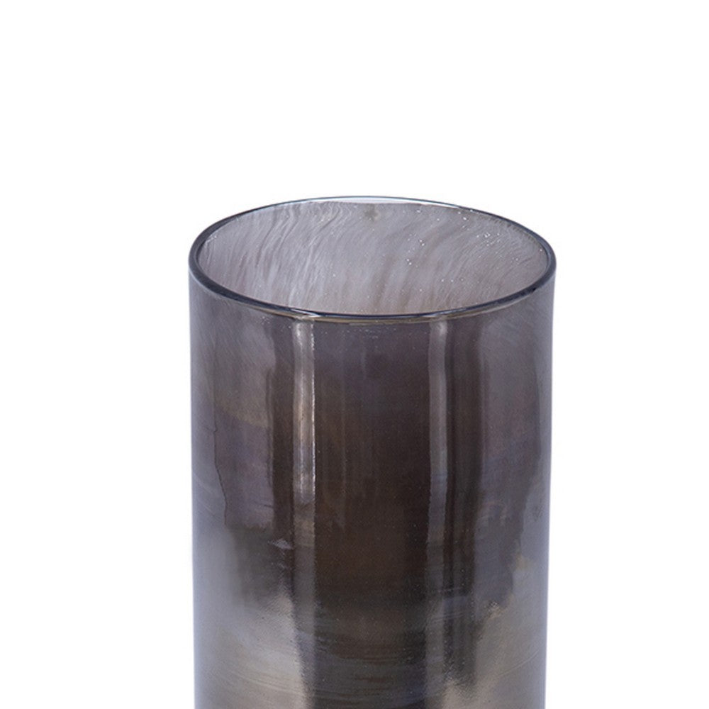 Jane Large Decorative Vase | Steel Base | Layered Blue-Black Glass 13"