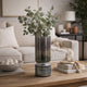 Jane Large Decorative Vase | Steel Base | Layered Blue-Black Glass 13"