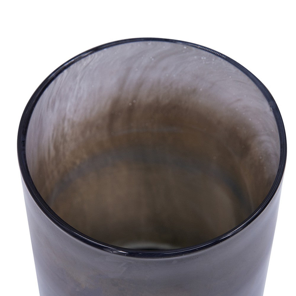 Jane Small Decorative Vase | Steel Base | Layered Blue-Black Glass 11"