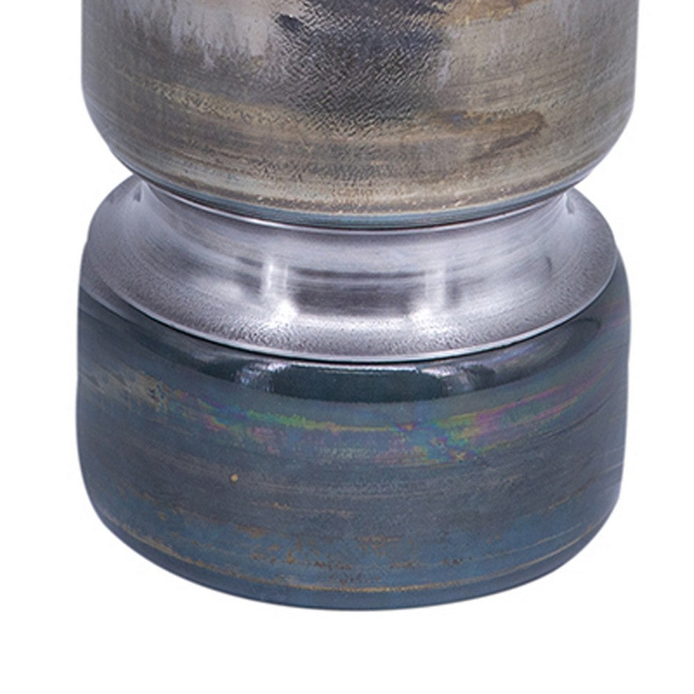 Jane Small Decorative Vase | Steel Base | Layered Blue-Black Glass 11"