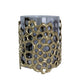 Brian Candle Holder | Honey Comb Gold Frame | Black Glass 11"