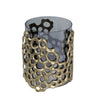 Brian Candle Holder | Honey Comb Gold Frame | Black Glass 11"