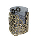 Brian Candle Holder | Honey Comb Gold Frame | Black Glass 11"