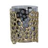 Brian Candle Holder | Honey Comb Gold Frame | Black Glass 11"