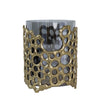 Brian Candle Holder | Honey Comb Gold Frame | Black Glass 11"