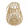 Nicole Decorative Lantern | Open Weave Design | Beige Bamboo | Glass 14"