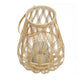 Nicole Decorative Lantern | Open Weave Design | Beige Bamboo | Glass 14"