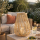 Nicole Decorative Lantern | Open Weave Design | Beige Bamboo | Glass 14"