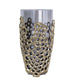 Brian Decorative Vase w Gold Metal Sculpted Lid | Black Glass 15"