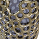 Brian Decorative Vase w Gold Metal Sculpted Lid | Black Glass 15"