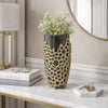 Brian Decorative Vase w Gold Metal Sculpted Lid | Black Glass 15"