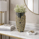 Brian Decorative Vase w Gold Metal Sculpted Lid | Black Glass 15"
