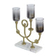 Vinie Candle Holder | Vintage 3 Arm Design | Gold Finish | Black Glass 17"
