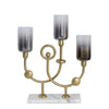 Vinie Candle Holder | Vintage 3 Arm Design | Gold Finish | Black Glass 17"