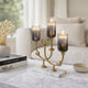 Vinie Candle Holder | Vintage 3 Arm Design | Gold Finish | Black Glass 17"