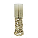 Ashly Candle Holder | Swirled Branch Accent | Gold Finish | Brown Glass 15"
