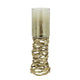 Ashly Candle Holder | Swirled Branch Accent | Gold Finish | Brown Glass 15"