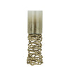 Ashly Candle Holder | Swirled Branch Accent | Gold Finish | Brown Glass 15"